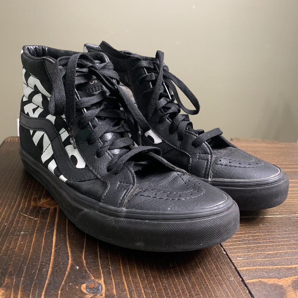 Vans Sk8-Hi Reissue Skate Shoes Black Big Large Logo Mens Sz 7.5 Women Sz 9 - Picture 6 of 10